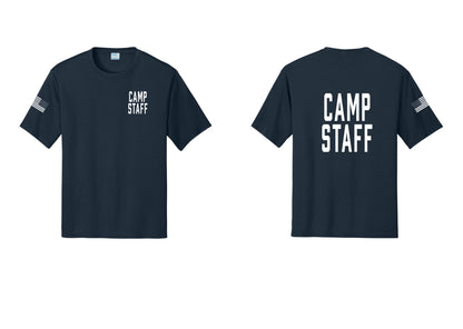 NYC Factory Camp Staff Performance T-Shirt (Classic) - Chest + Back + US Flag Sleeve - Navy