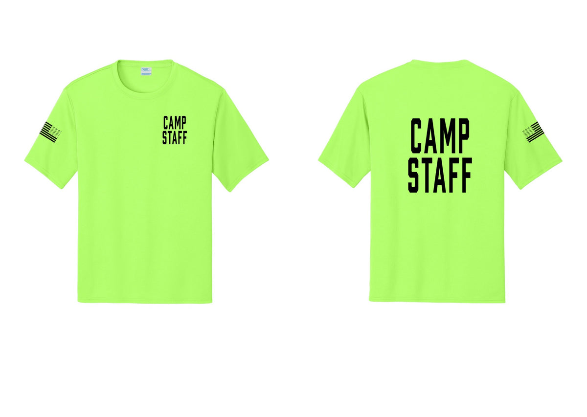 NYC Factory Camp Staff Performance T-Shirt (Classic) - Chest + Back + US Flag Sleeve - Neon Green