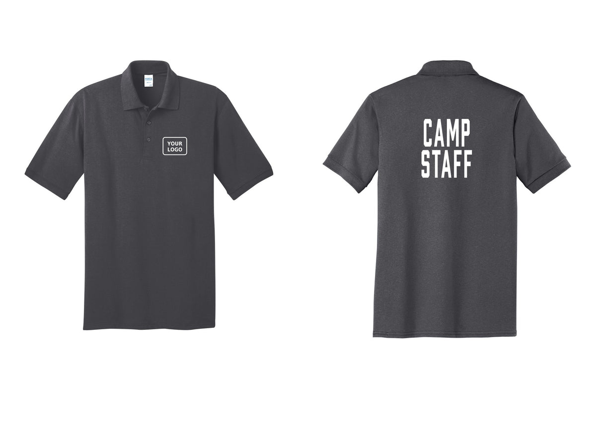 NYC Factory Custom Logo Camp Staff Polo Shirt (Classic) - Your Logo + Back - Charcoal