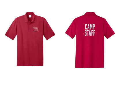 NYC Factory Custom Logo Camp Staff Polo Shirt (Classic) - Your Logo + Back - Red