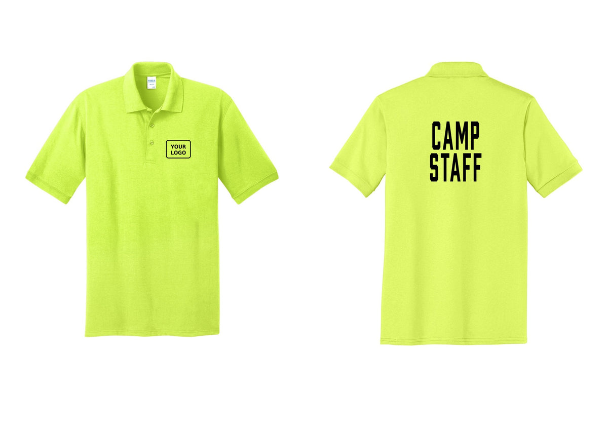 NYC Factory Custom Logo Camp Staff Polo Shirt (Classic) - Your Logo + Back - Safety Green