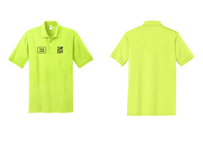 NYC Factory Custom Logo Camp Staff Polo Shirt (Classic) - CAMP STAFF + Your Logo - Safety Green