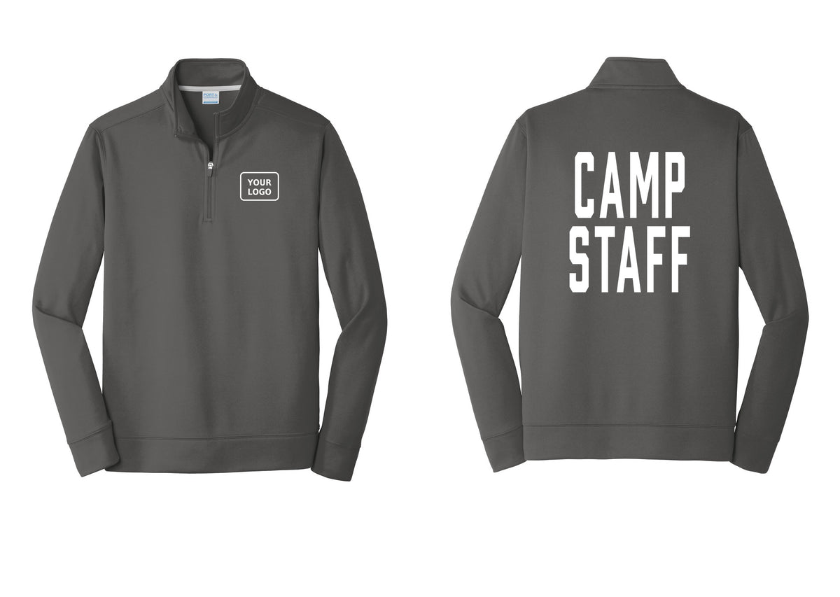 NYC Factory Custom Logo Camp Staff Performance Fleece 1/4-Zip Pullover Sweatshirt (Classic) - Your Logo + Back - Charcoal