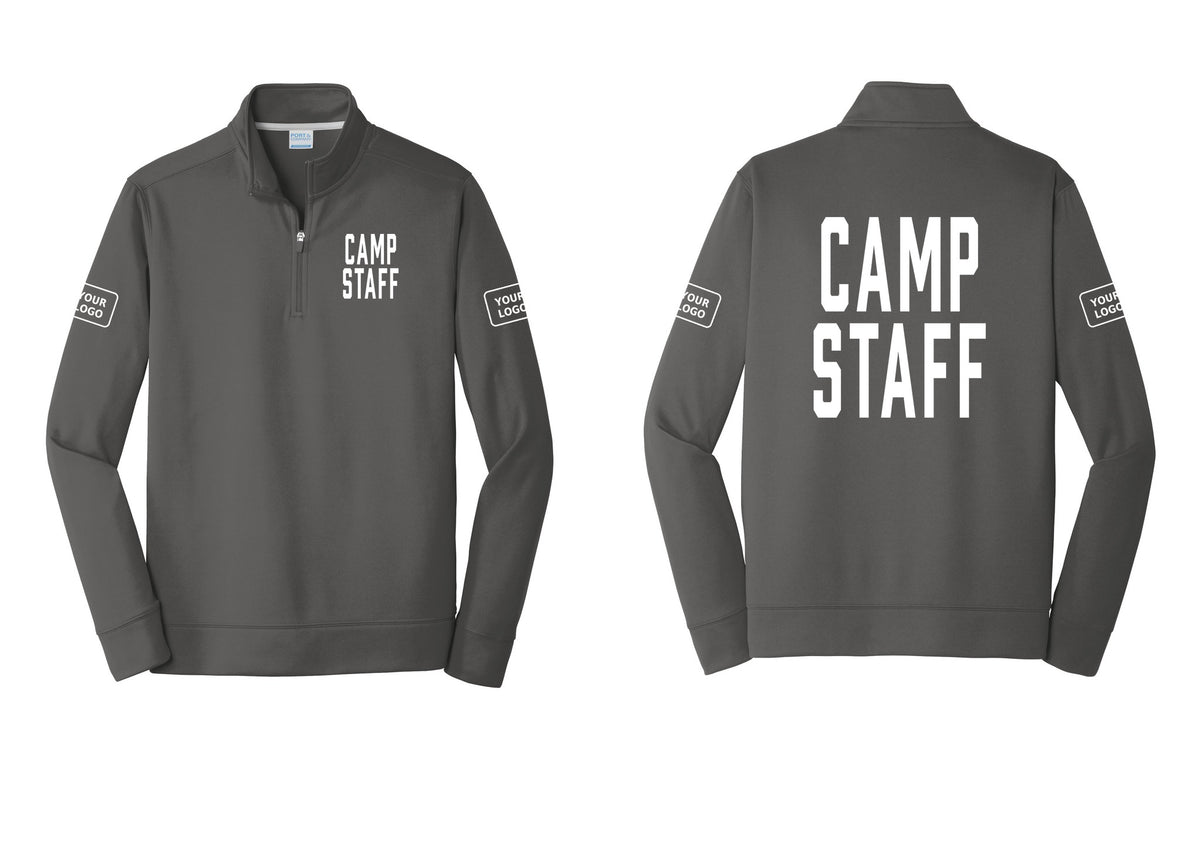 NYC Factory Custom Logo Camp Staff Performance Fleece 1/4-Zip Pullover Sweatshirt (Classic) - Chest + Back + Your Logo Sleeves - Charcoal