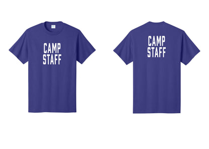 NYC Factory Camp Staff T-Shirt, Condensed Lettering - Front + Back - Purple