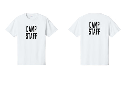 NYC Factory Camp Staff T-Shirt, Condensed Lettering - Front + Back - White