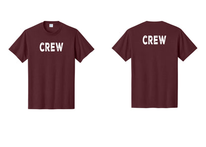 NYC Factory Crew T-Shirt, Rustic Lettering - Front + Back - Athletic Maroon