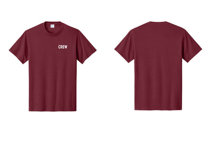 NYC Factory Crew T-Shirt, Rustic Lettering - Chest Only - Cardinal