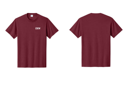 NYC Factory Crew T-Shirt for Event Staff & Production Teams (Rustic) - Chest Only - Cardinal