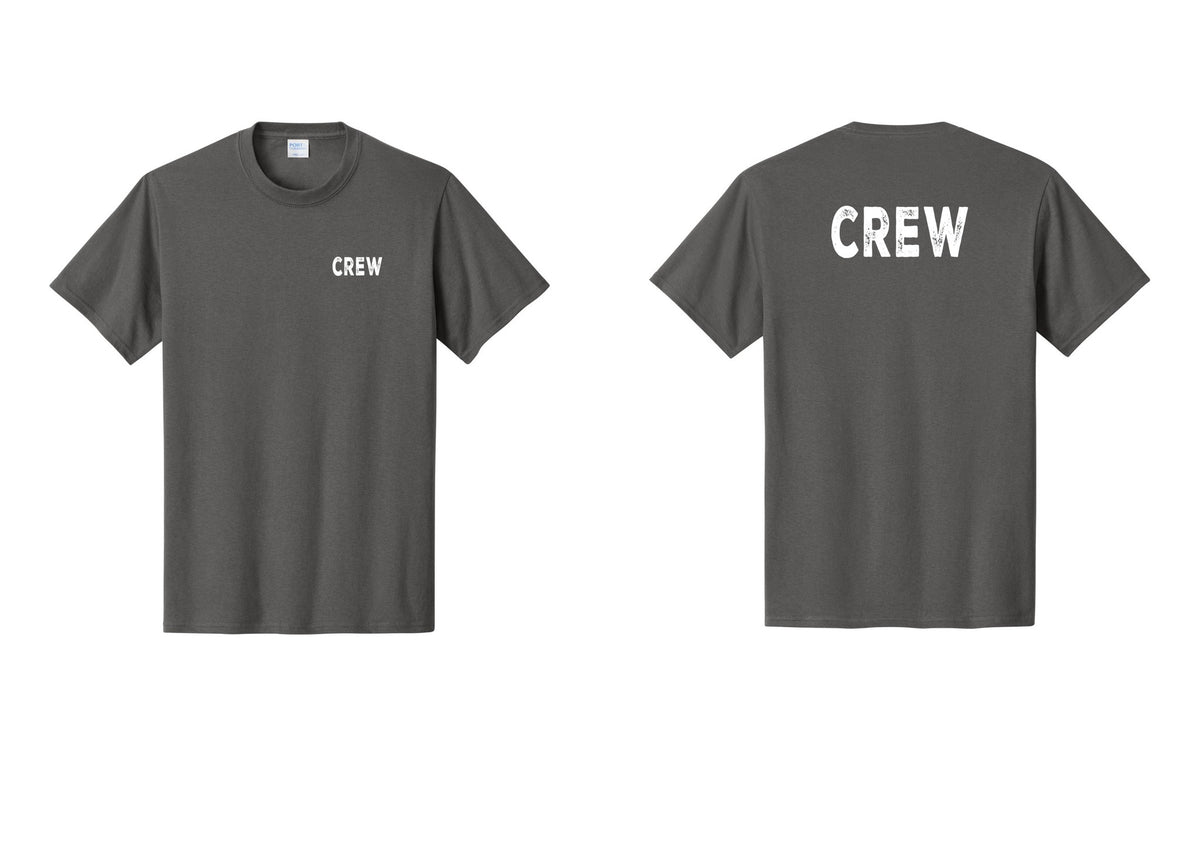 NYC Factory Crew T-Shirt, Rustic Lettering - Chest + Back - Charcoal