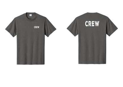 NYC Factory Crew T-Shirt, Rustic Lettering - Chest + Back - Charcoal