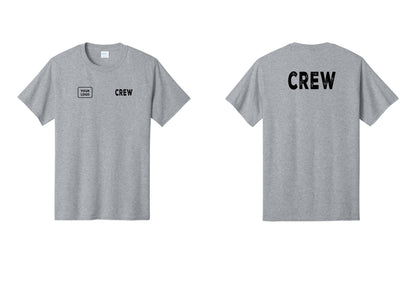 NYC Factory Custom Logo Crew T-Shirt, Rustic Lettering - CREW + Your Logo + Back - Athletic Heather