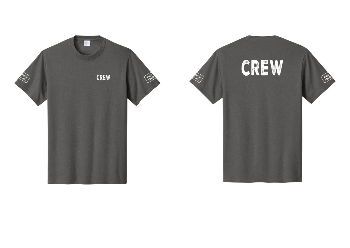 NYC Factory Custom Work Crew Uniform Tee with Your Logo (Rustic) - Chest + Back + Your Logo Sleeves - Charcoal