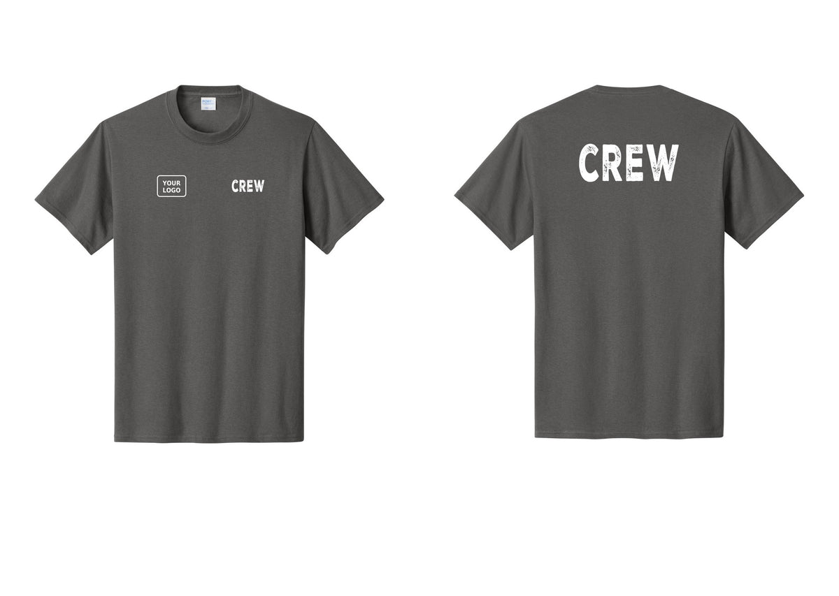 NYC Factory Custom Work Crew Uniform Tee with Your Logo (Rustic) - CREW + Your Logo + Back - Charcoal