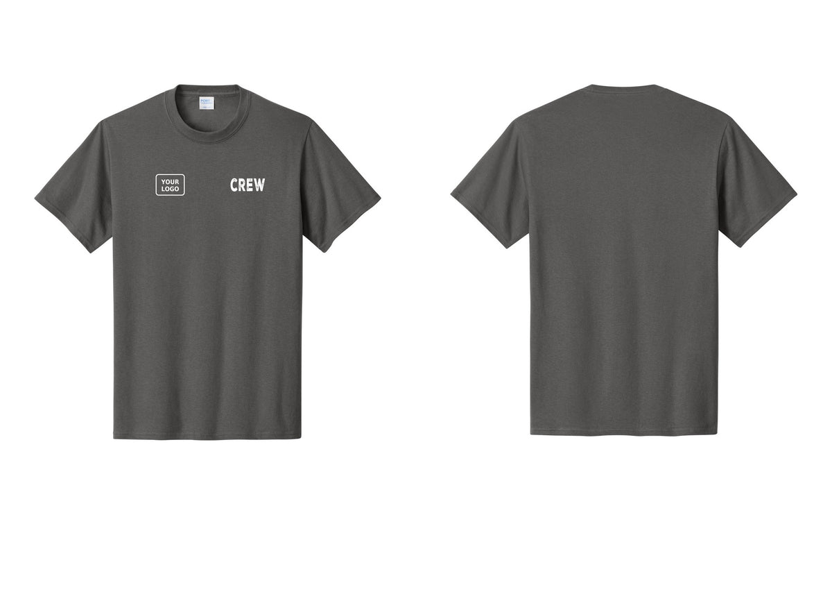 NYC Factory Custom Logo Crew T-Shirt, Rustic Lettering - CREW + Your Logo - Charcoal