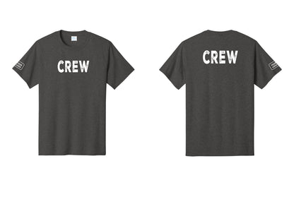 NYC Factory Custom Work Crew Uniform Tee with Your Logo (Rustic) - Front + Back + Your Logo Sleeve - Dark Heather Grey