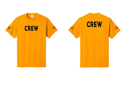 NYC Factory Custom Work Crew Uniform Tee with Your Logo (Rustic) - Front + Back + Your Logo Sleeves - Gold