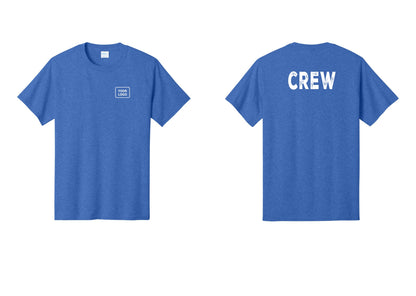 NYC Factory Custom Logo Crew T-Shirt, Rustic Lettering - Your Logo + Back - Heather Royal