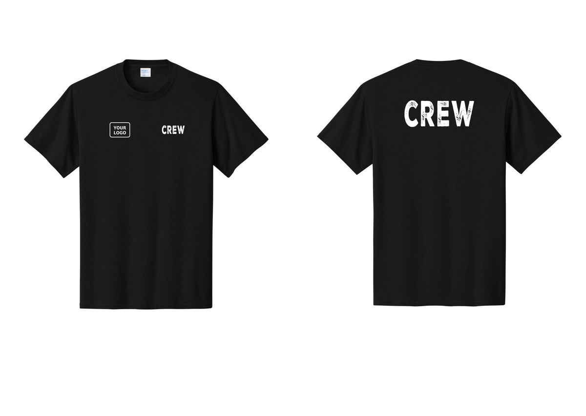 NYC Factory Custom Work Crew Uniform Tee with Your Logo (Rustic) - CREW + Your Logo + Back - Black