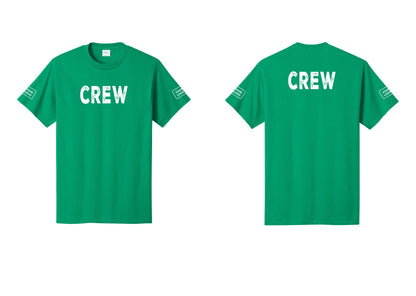 NYC Factory Custom Logo Crew T-Shirt, Rustic Lettering - Front + Back + Your Logo Sleeves - Kelly
