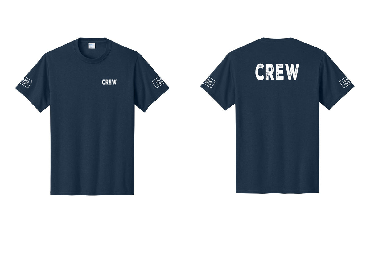 NYC Factory Custom Work Crew Uniform Tee with Your Logo (Rustic) - Chest + Back + Your Logo Sleeves - Navy