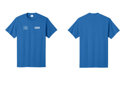 NYC Factory Custom Logo Crew T-Shirt, Rustic Lettering - CREW + Your Logo - Royal
