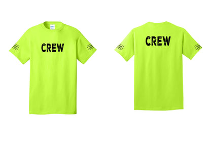 NYC Factory Custom Work Crew Uniform Tee with Your Logo (Rustic) - Front + Back + Your Logo Sleeves - Safety Green