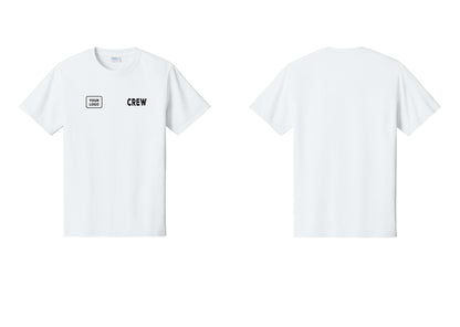 NYC Factory Custom Logo Crew T-Shirt, Rustic Lettering - CREW + Your Logo - White