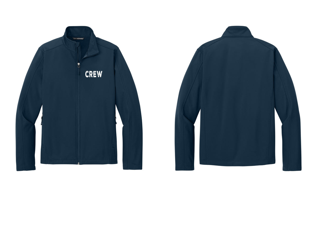 NYC Factory Crew Soft Shell Jacket for Event Staff & Production Teams (Rustic) - Chest Only - Dress Blue Navy