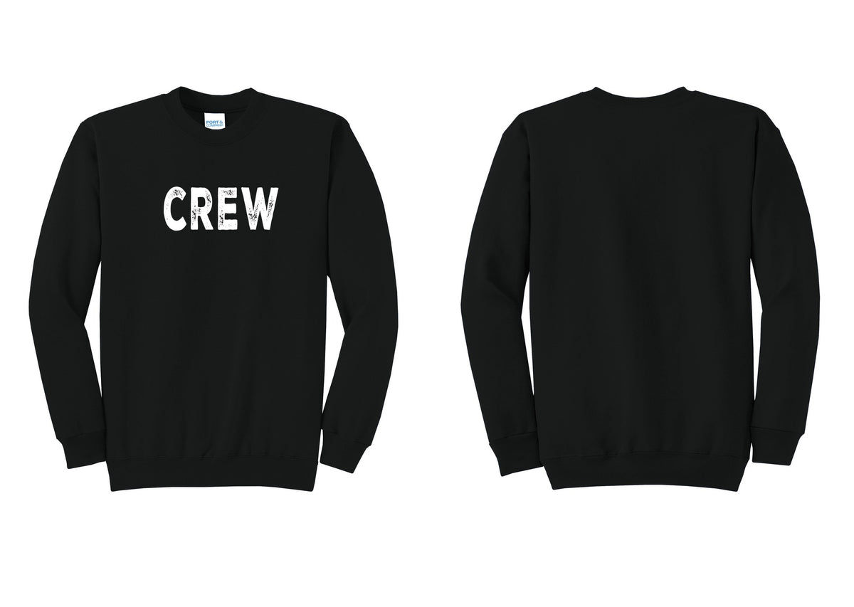 NYC Factory Crew Cotton Fleece Crewneck Sweatshirt for Event Staff & Production Teams (Rustic) - Front Only - Black