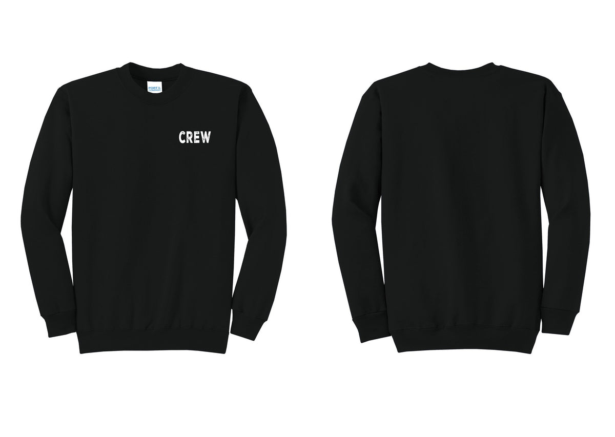 NYC Factory Crew Cotton Fleece Crewneck Sweatshirt for Event Staff & Production Teams (Rustic) - Chest Only - Black