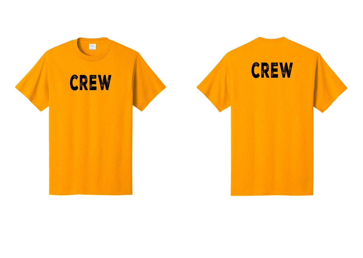 NYC Factory Crew T-Shirt, Rustic Lettering - Front + Back - Gold