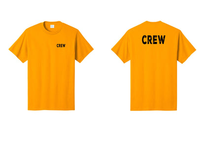 NYC Factory Crew T-Shirt, Rustic Lettering - Chest + Back - Gold