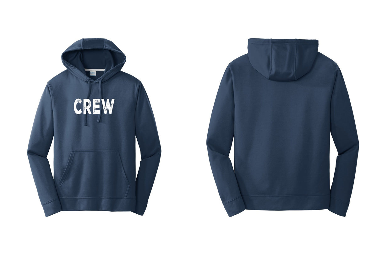 NYC Factory Crew Performance Hooded Fleece Pullover Sweatshirt for Event Staff & Production Teams (Rustic) - Front Only - Navy