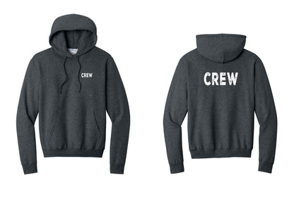NYC Factory Crew Cotton Fleece Pullover Hoodie for Event Staff & Production Teams (Rustic) - Chest + Back - Dark Heather Grey