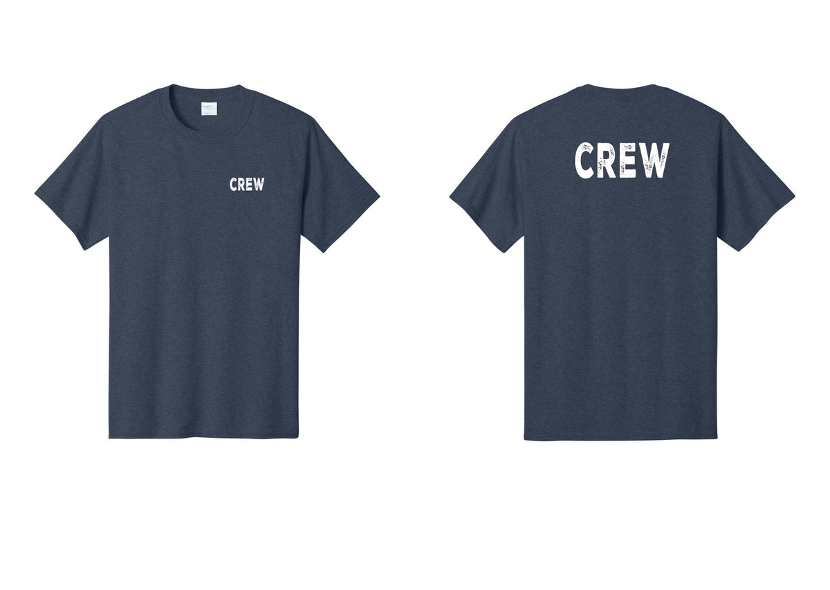 NYC Factory Crew T-Shirt, Rustic Lettering - Chest + Back - Heather Navy