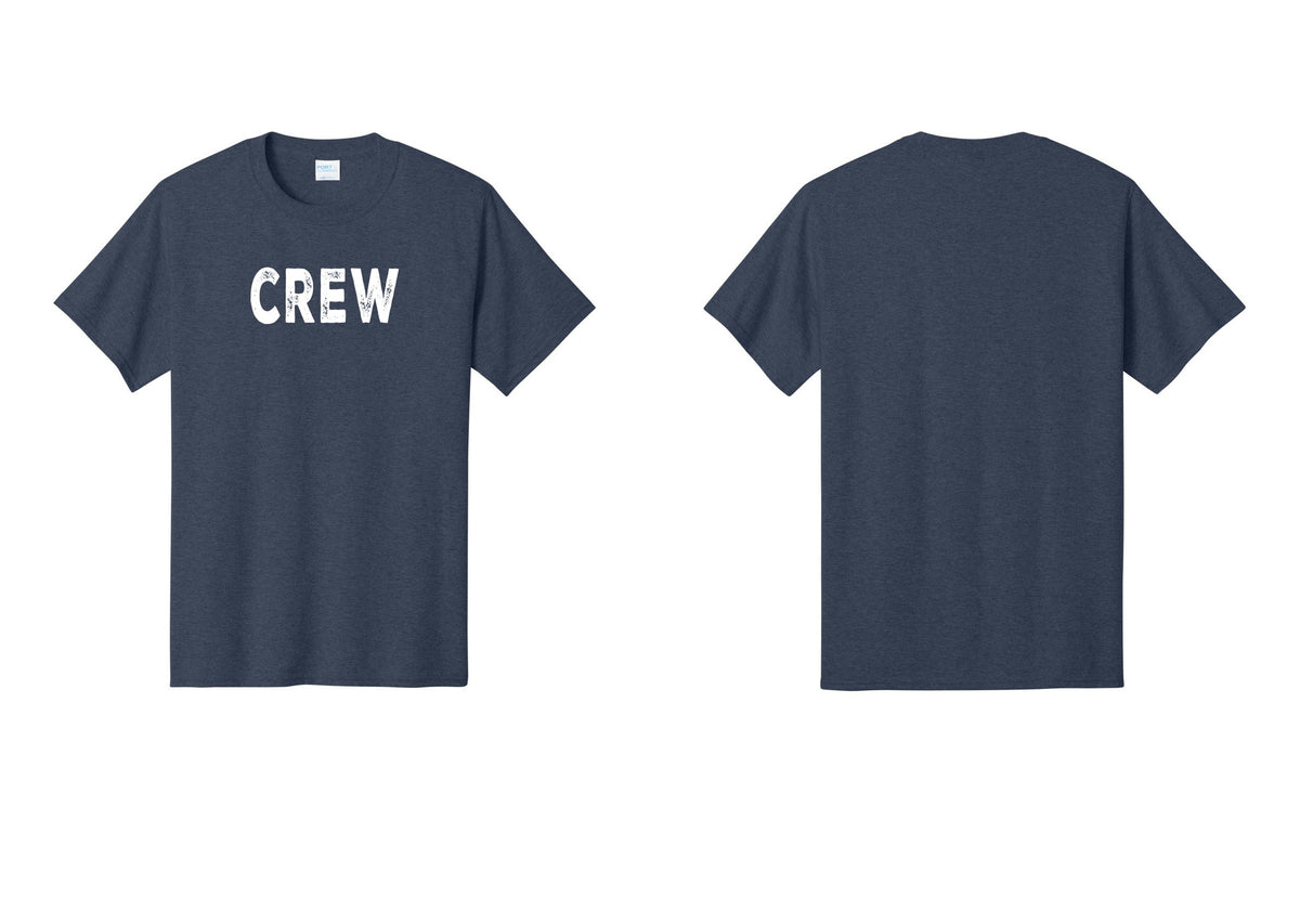 NYC Factory Crew T-Shirt, Rustic Lettering - Front Only - Heather Navy