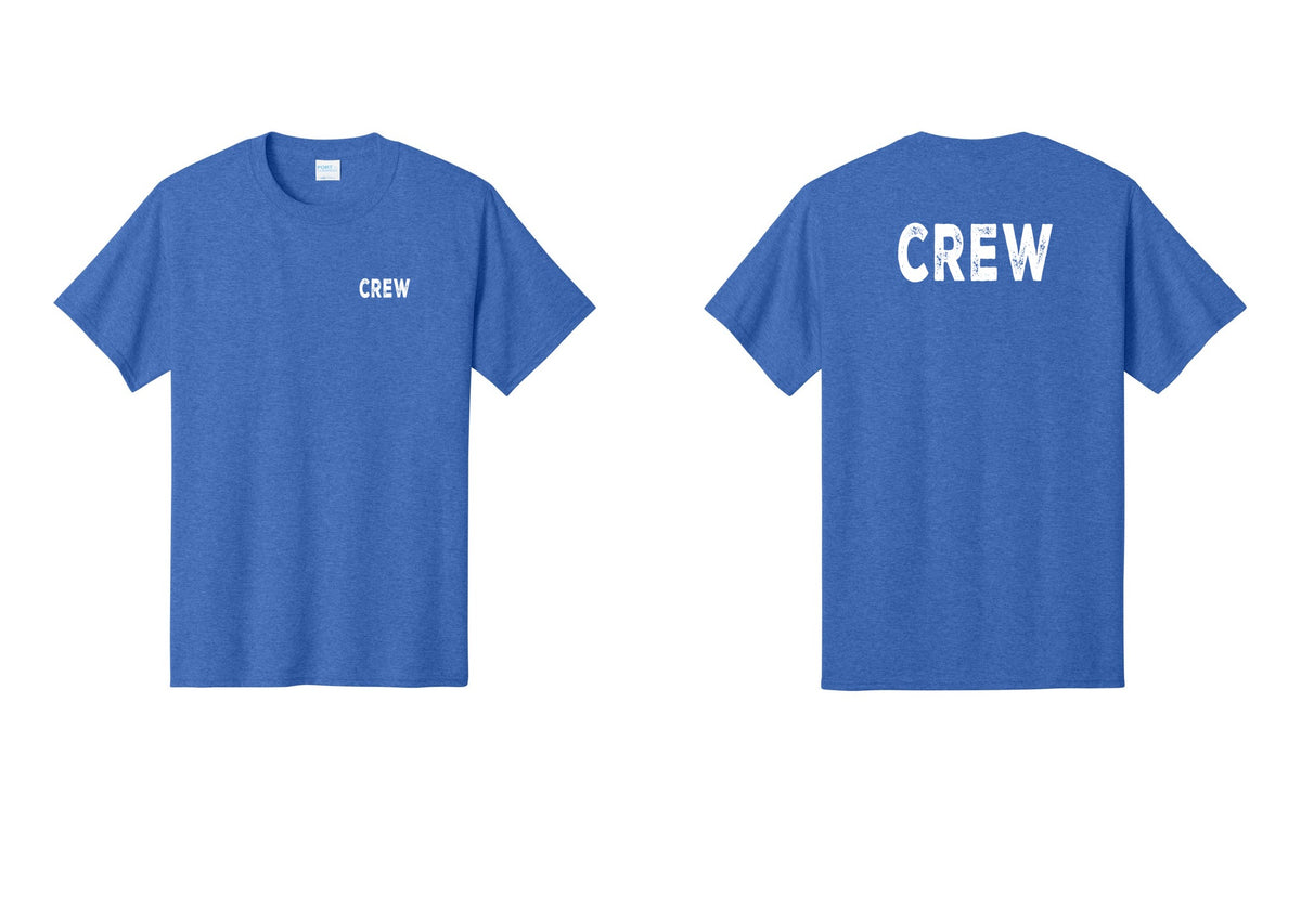 NYC Factory Crew T-Shirt for Event Staff & Production Teams (Rustic) - Chest + Back - Heather Royal