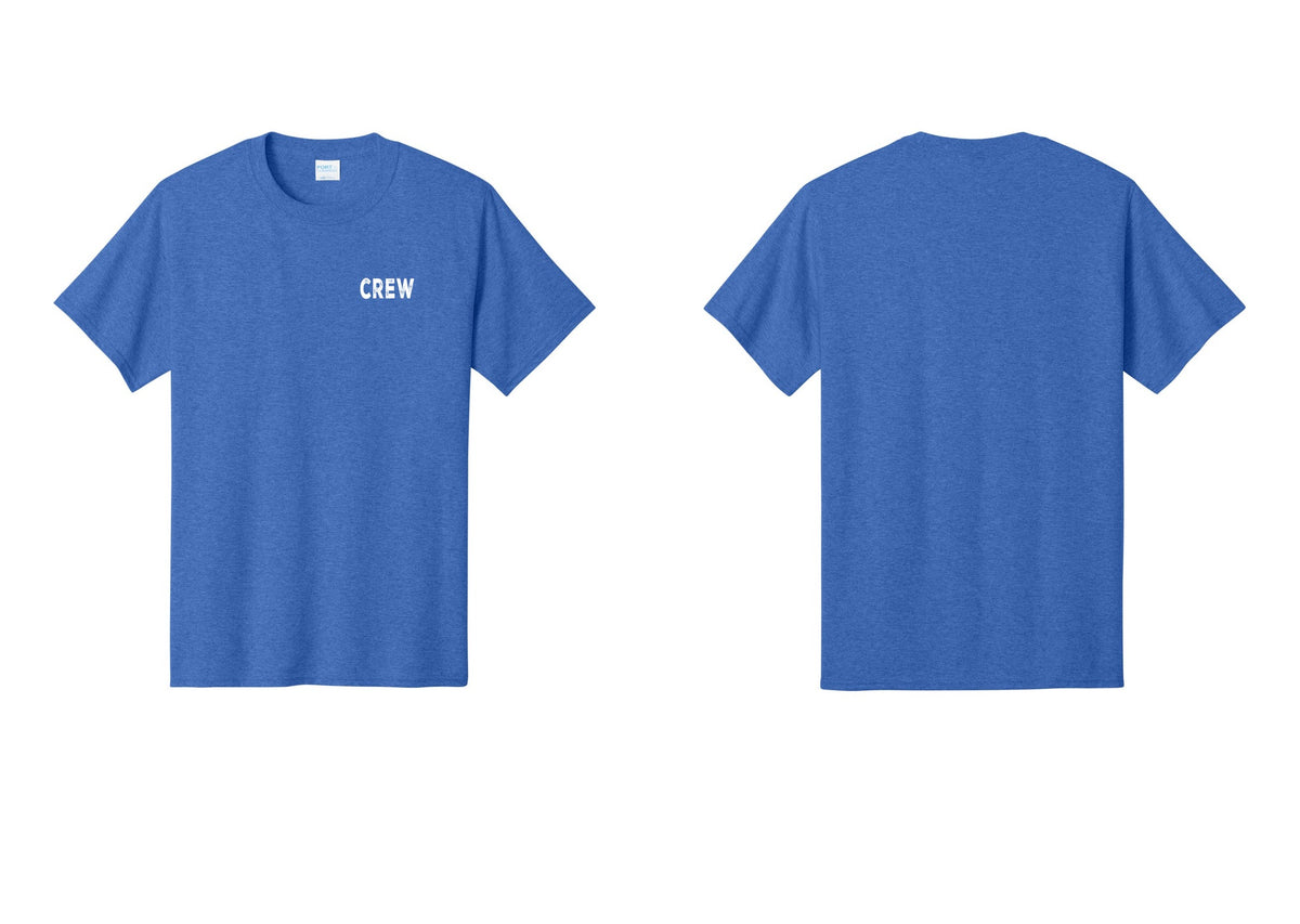NYC Factory Crew T-Shirt, Rustic Lettering - Chest Only - Heather Royal