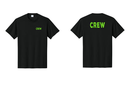 NYC Factory Crew T-Shirt, Rustic Lettering - Chest + Back - Black / Neon