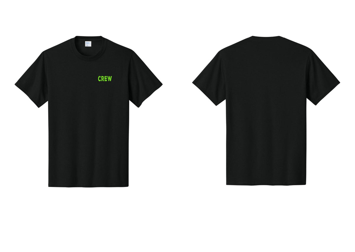 NYC Factory Crew T-Shirt for Event Staff & Production Teams (Rustic) - Chest Only - Black / Neon