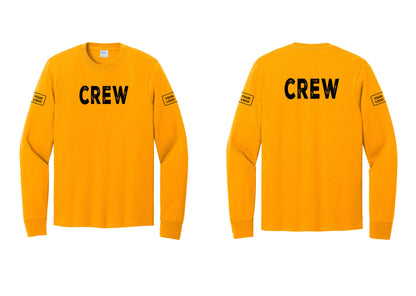 NYC Factory Custom Work Crew Uniform Cotton Long Sleeve Tee with Your Logo (Rustic) - Front + Back + Your Logo Sleeves - Gold