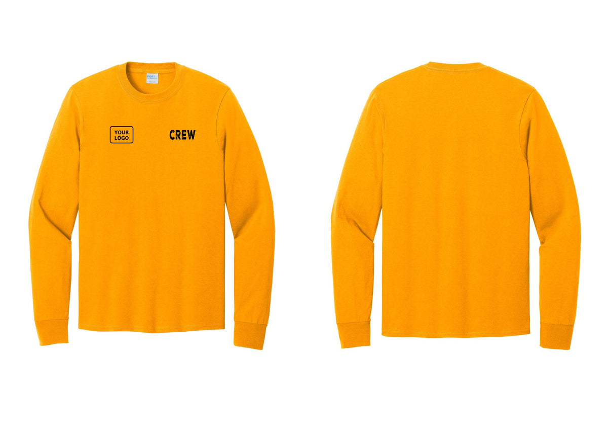 NYC Factory Custom Work Crew Uniform Cotton Long Sleeve Tee with Your Logo (Rustic) - CREW + Your Logo - Gold