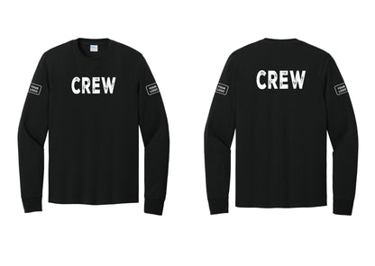 NYC Factory Custom Work Crew Uniform Cotton Long Sleeve Tee with Your Logo (Rustic) - Front + Back + Your Logo Sleeves - Black