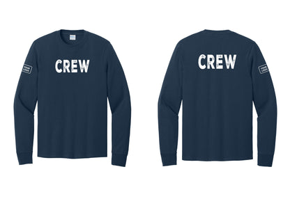 NYC Factory Custom Work Crew Uniform Cotton Long Sleeve Tee with Your Logo (Rustic) - Front + Back + Your Logo Sleeve - Navy