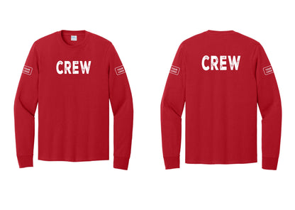 NYC Factory Custom Work Crew Uniform Cotton Long Sleeve Tee with Your Logo (Rustic) - Front + Back + Your Logo Sleeves - Red