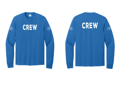 NYC Factory Custom Work Crew Uniform Cotton Long Sleeve Tee with Your Logo (Rustic) - Front + Back + Your Logo Sleeves - Royal