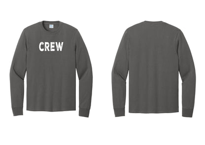 NYC Factory Crew Cotton Long Sleeve T-Shirt for Event Staff & Production Teams (Rustic) - Front Only - Charcoal