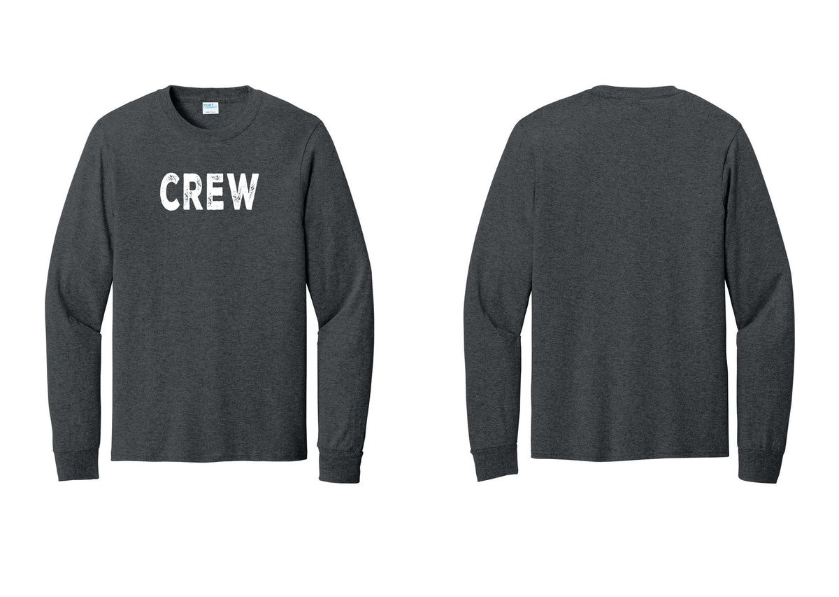 NYC Factory Crew Cotton Long Sleeve T-Shirt for Event Staff & Production Teams (Rustic) - Front Only - Dark Heather Grey