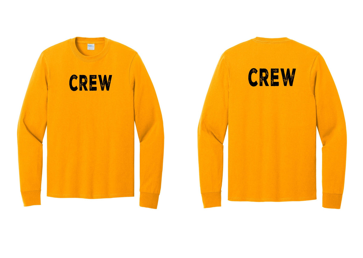 NYC Factory Crew Cotton Long Sleeve T-Shirt for Event Staff & Production Teams (Rustic) - Front + Back - Gold